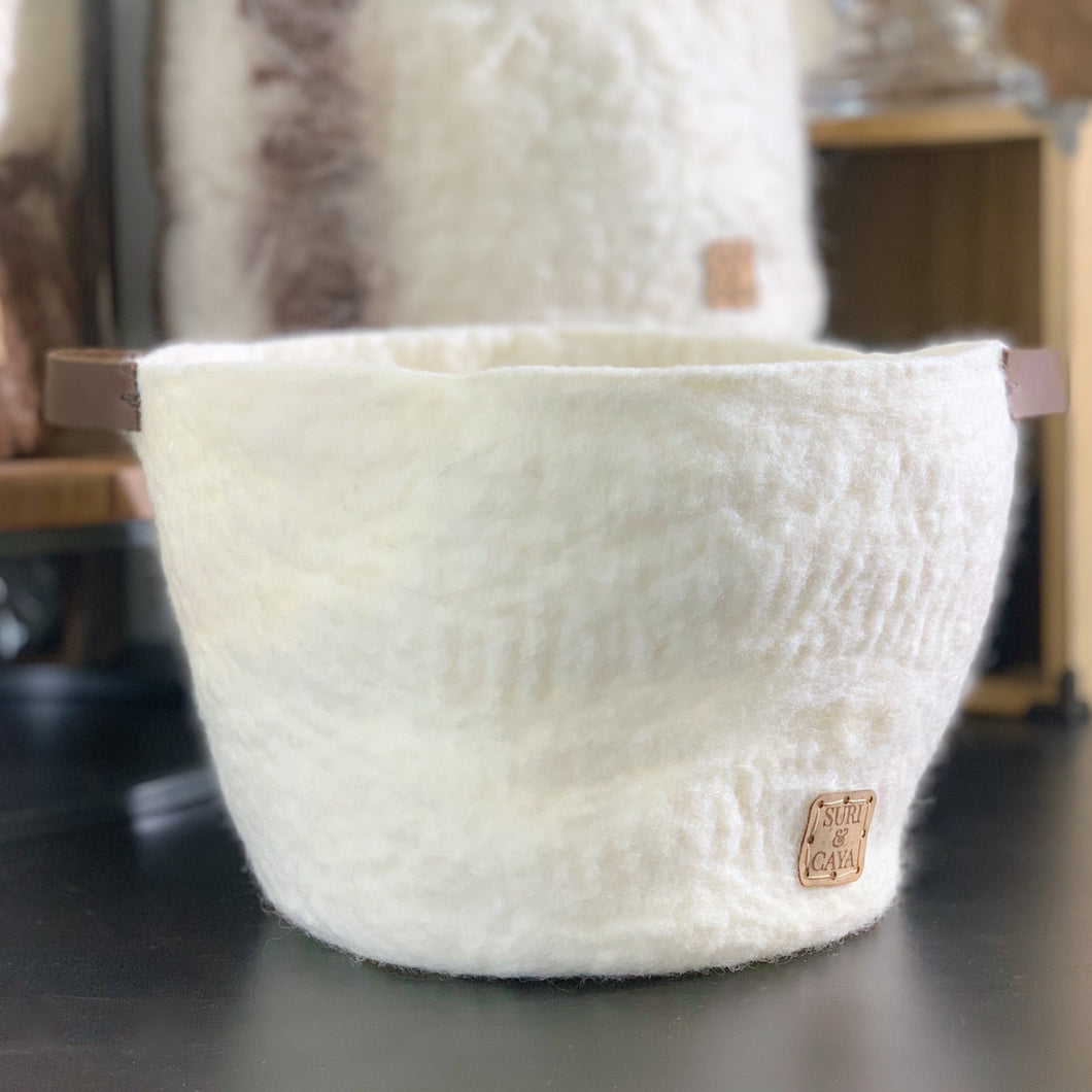 Felted White Basket
