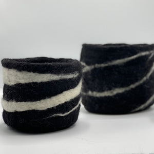 B&W Stripe Felt Pot